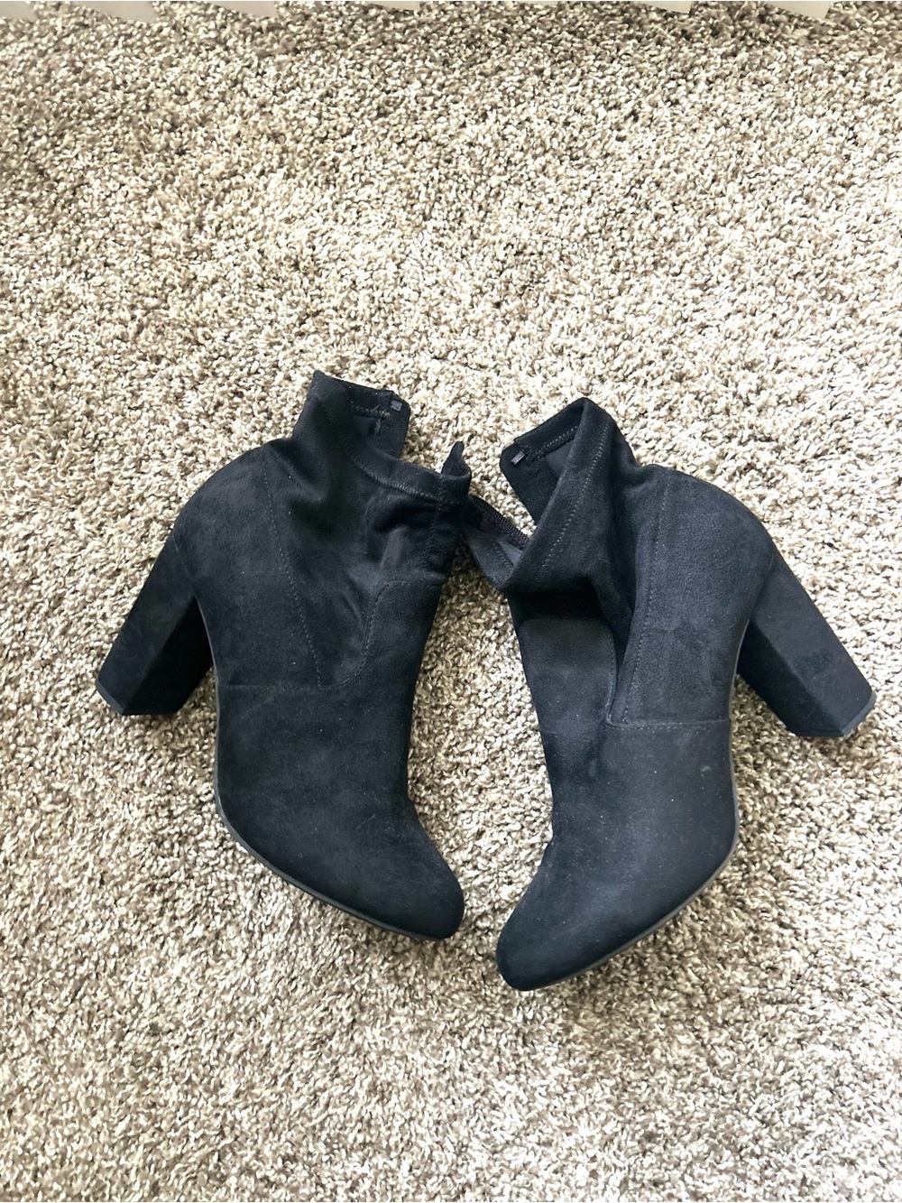 Lane Bryant Black Suede Ankle Booties with Block Heel